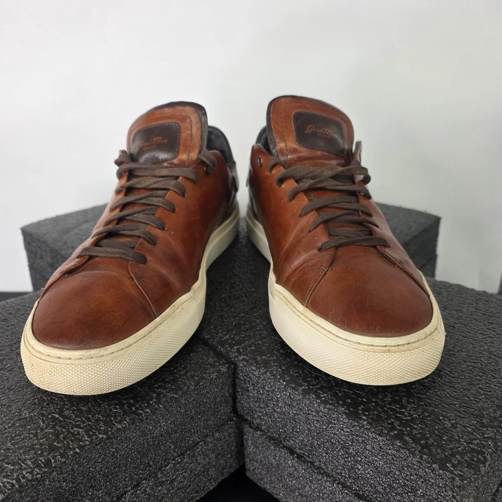 Good Man Brand Shoes Men's 12 Legend Low Top Sneaker Brown Leather Made in Italy